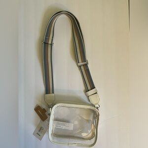 Clear I am adjustable strap purse